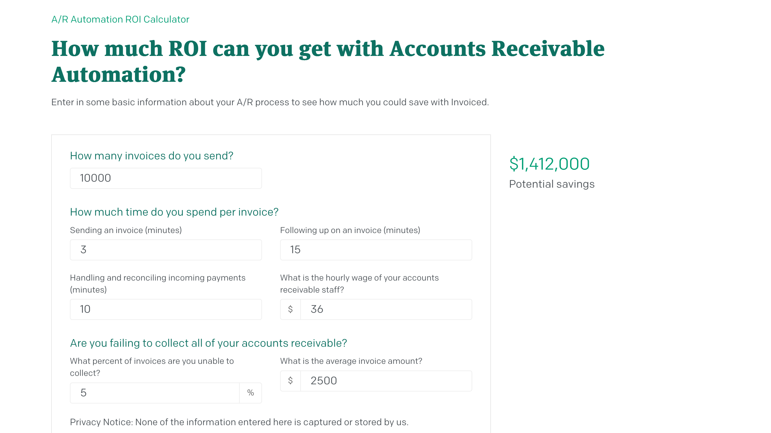 A/R Automation ROI Calculator