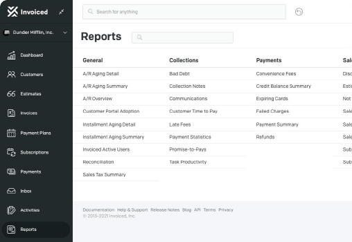 Standard A/R reports